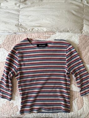 Reformation Striped Ribbed Long Sleeve Top